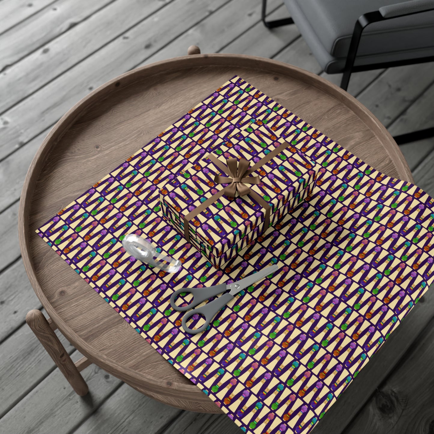 30”x20” Wrapping Paper Sheet, Small Pattern in Purple