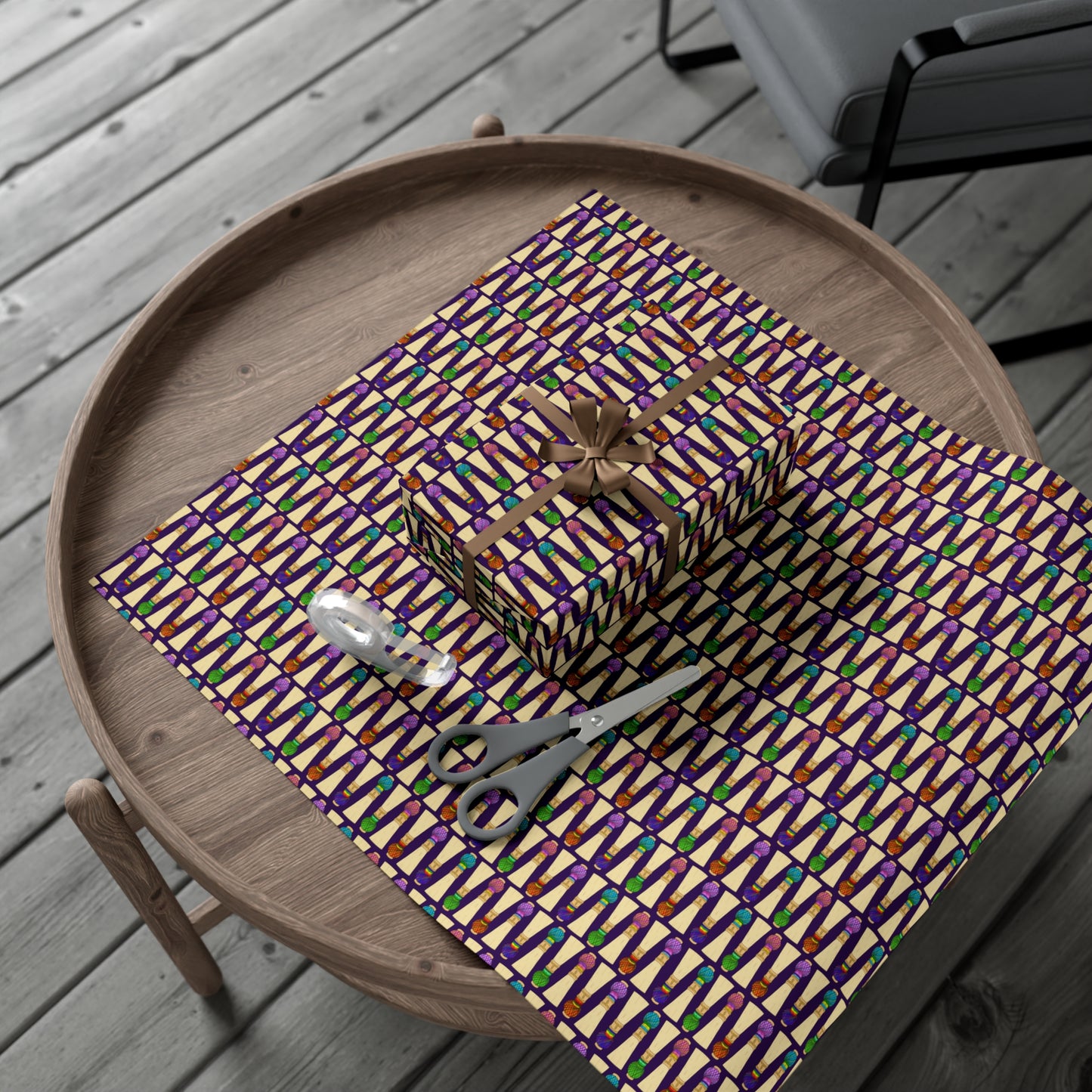 30”x20” Wrapping Paper Sheet, Small Pattern in Purple
