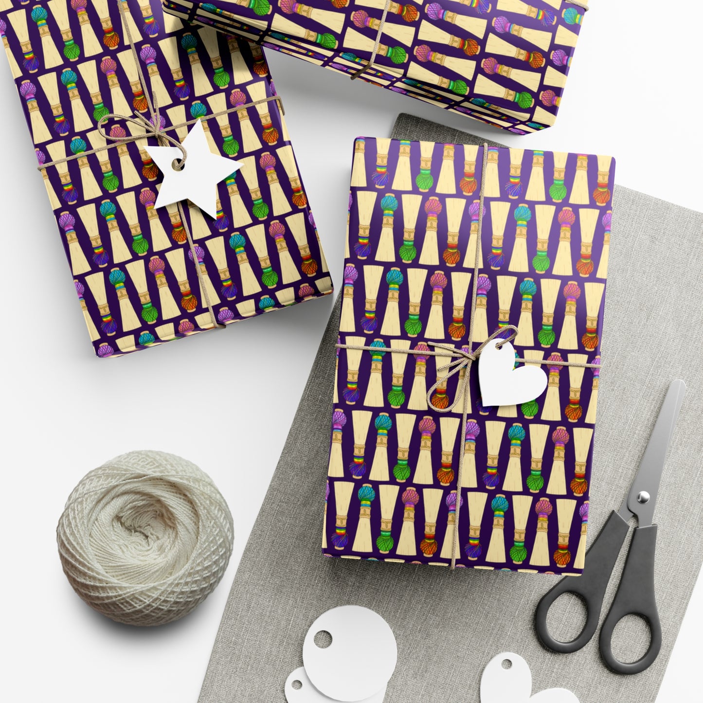 30”x20” Wrapping Paper Sheet, Small Pattern in Purple
