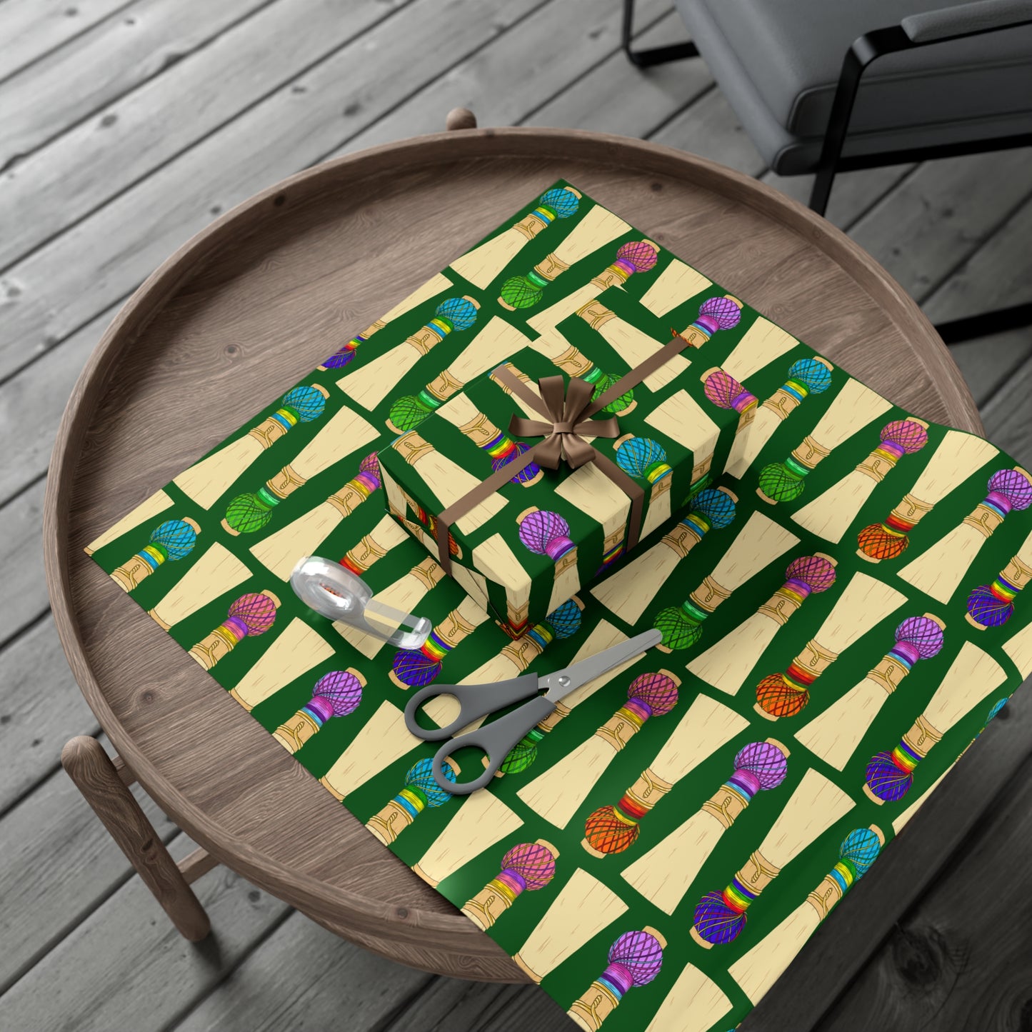 Wrapping Paper Sheet, Large Pattern in Green