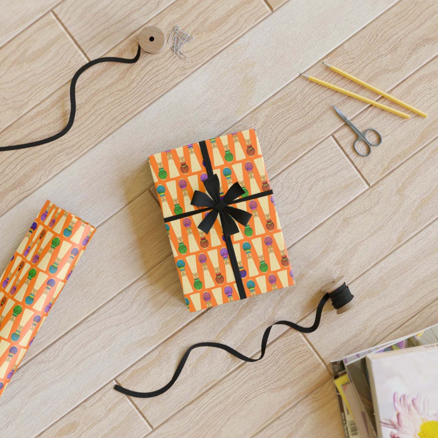 Gift Wrapping Paper Roll in Orange