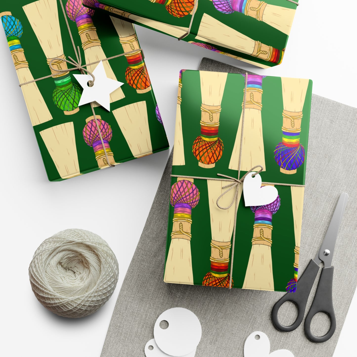 Wrapping Paper Sheet, Large Pattern in Green