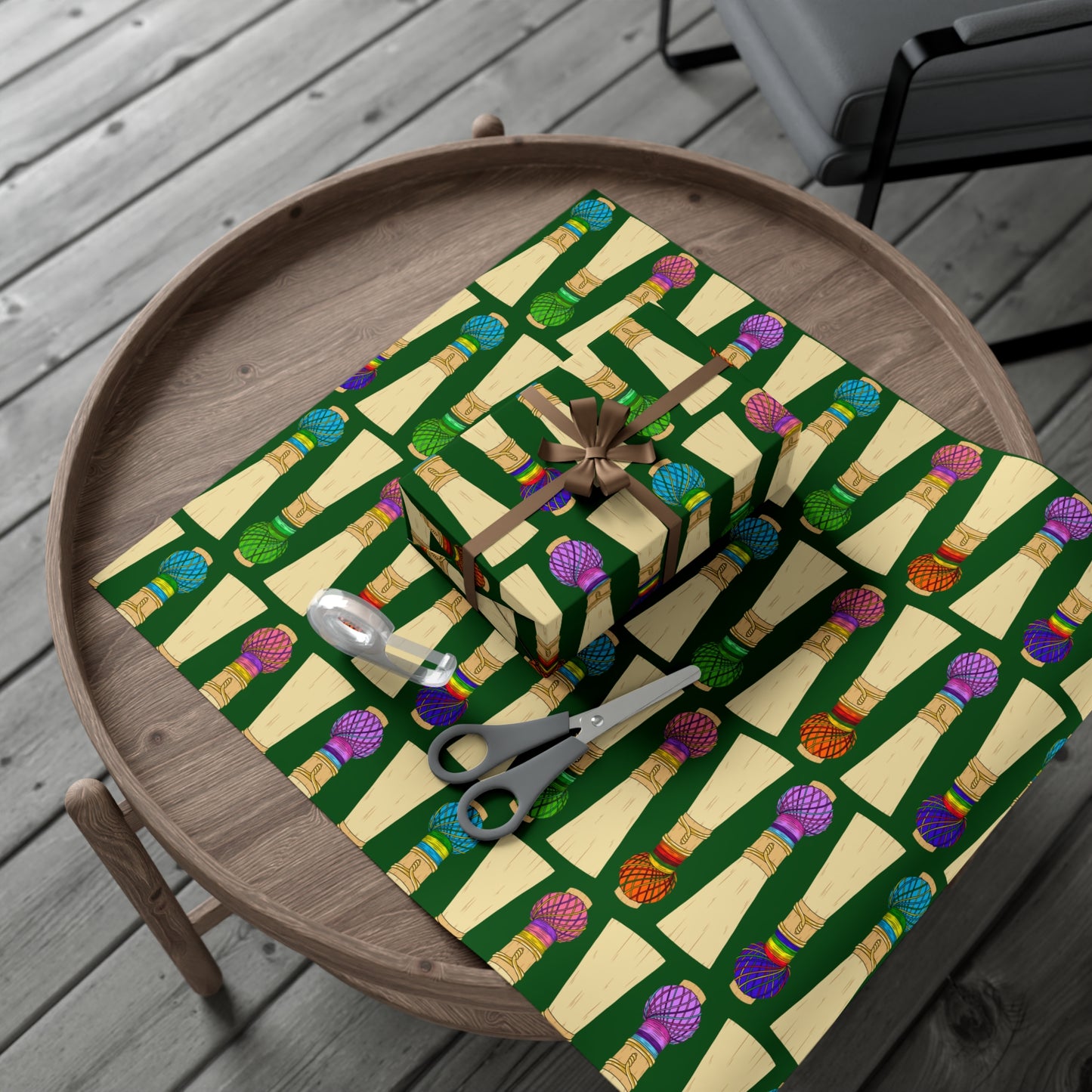 Wrapping Paper Sheet, Large Pattern in Green