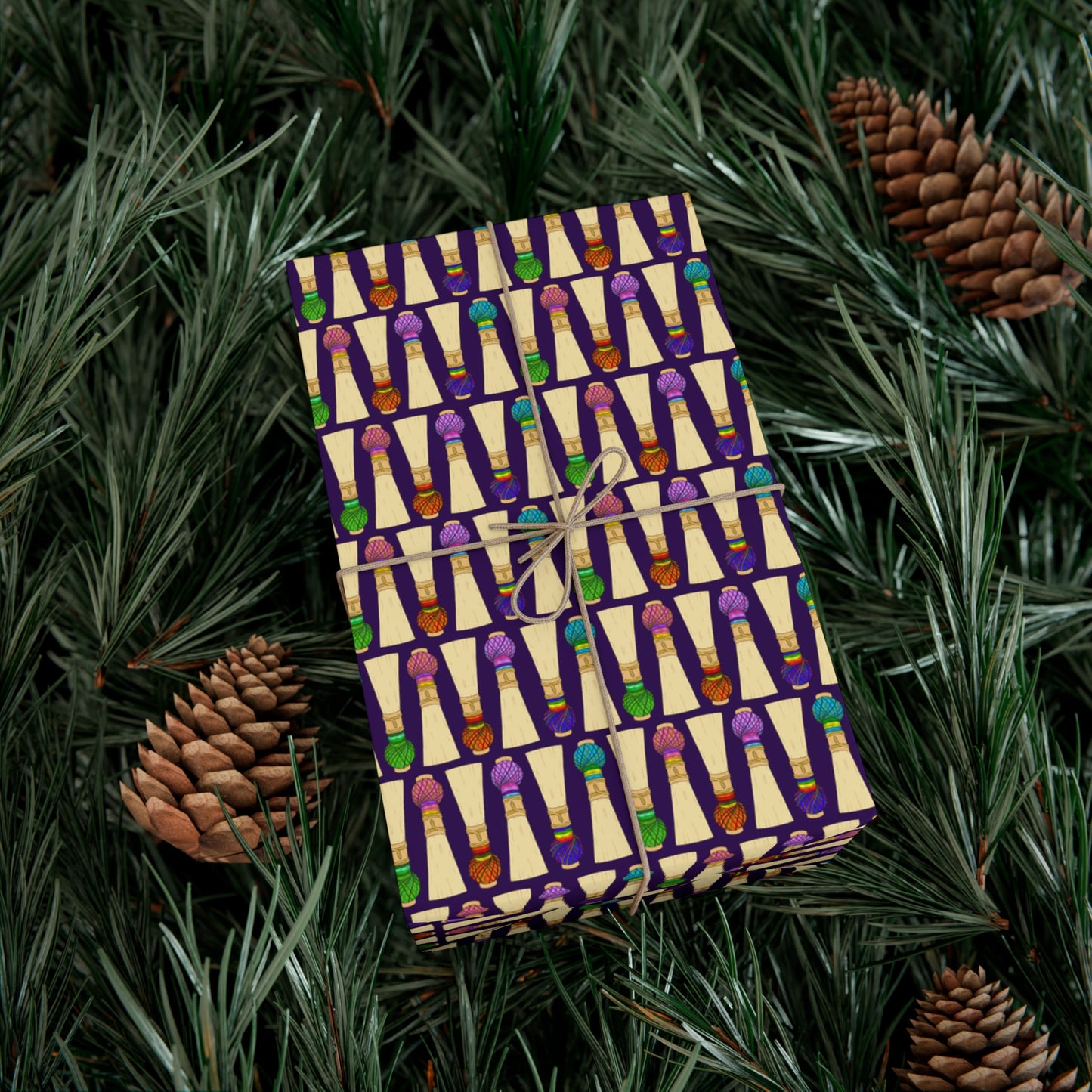 30”x20” Wrapping Paper Sheet, Small Pattern in Purple