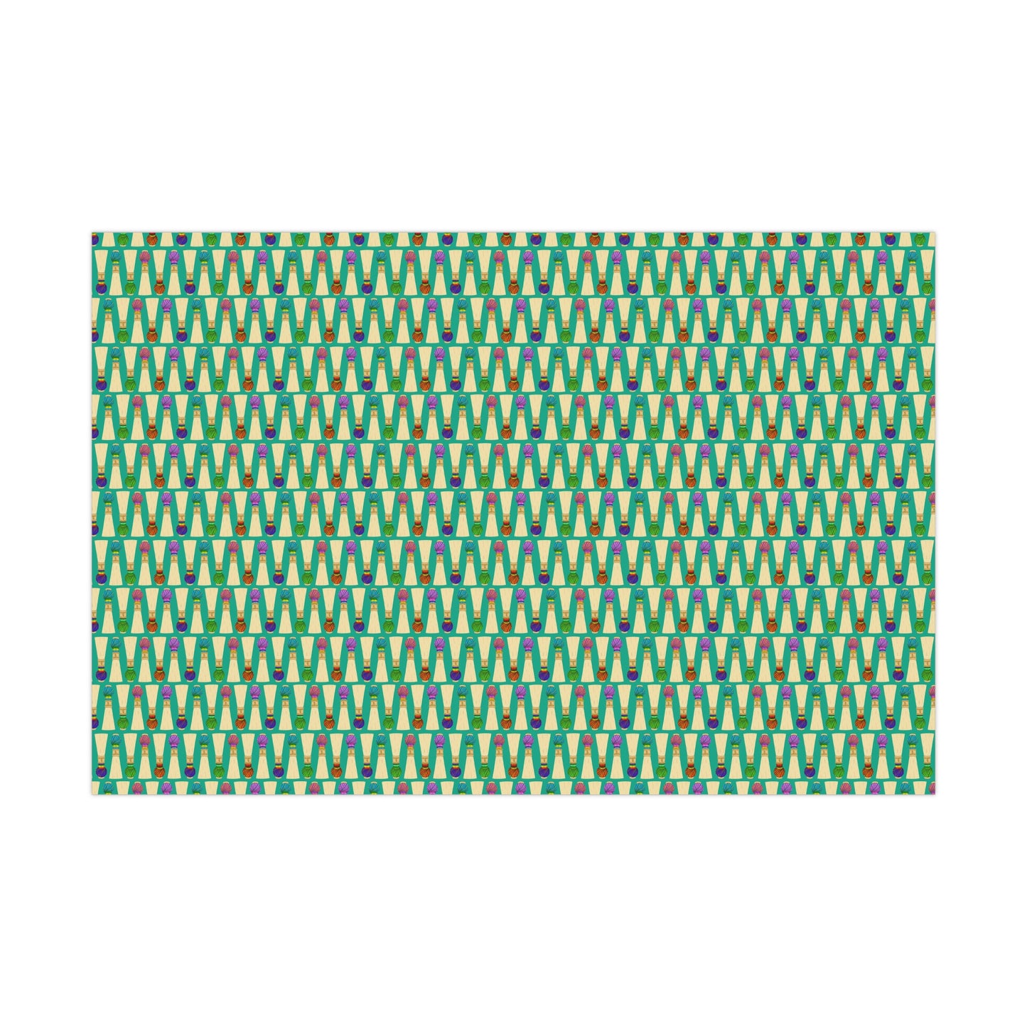 30”x20” Wrapping Paper Sheet, Small Pattern in Teal