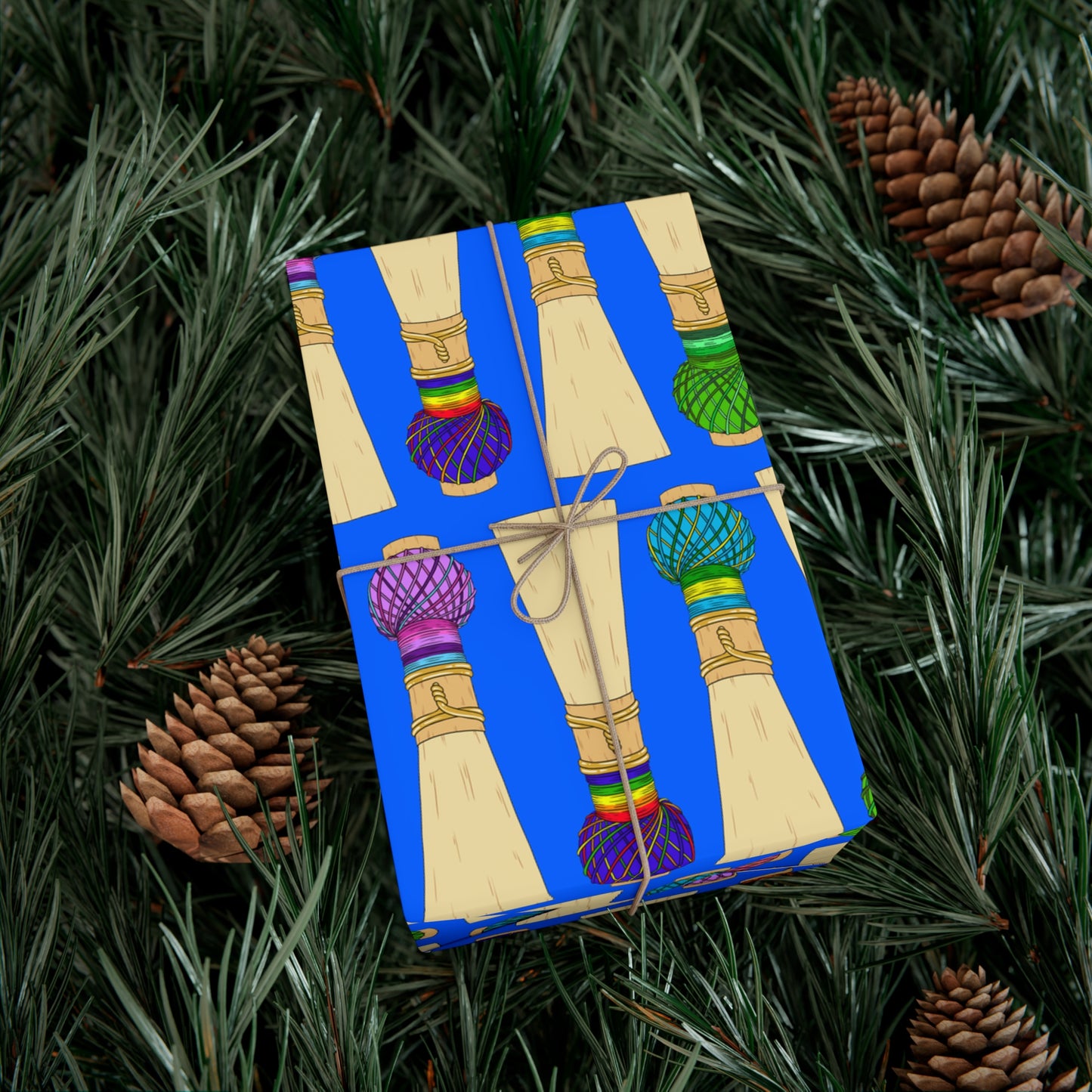 30”x20” Wrapping Paper Sheet, Large Pattern in Blue