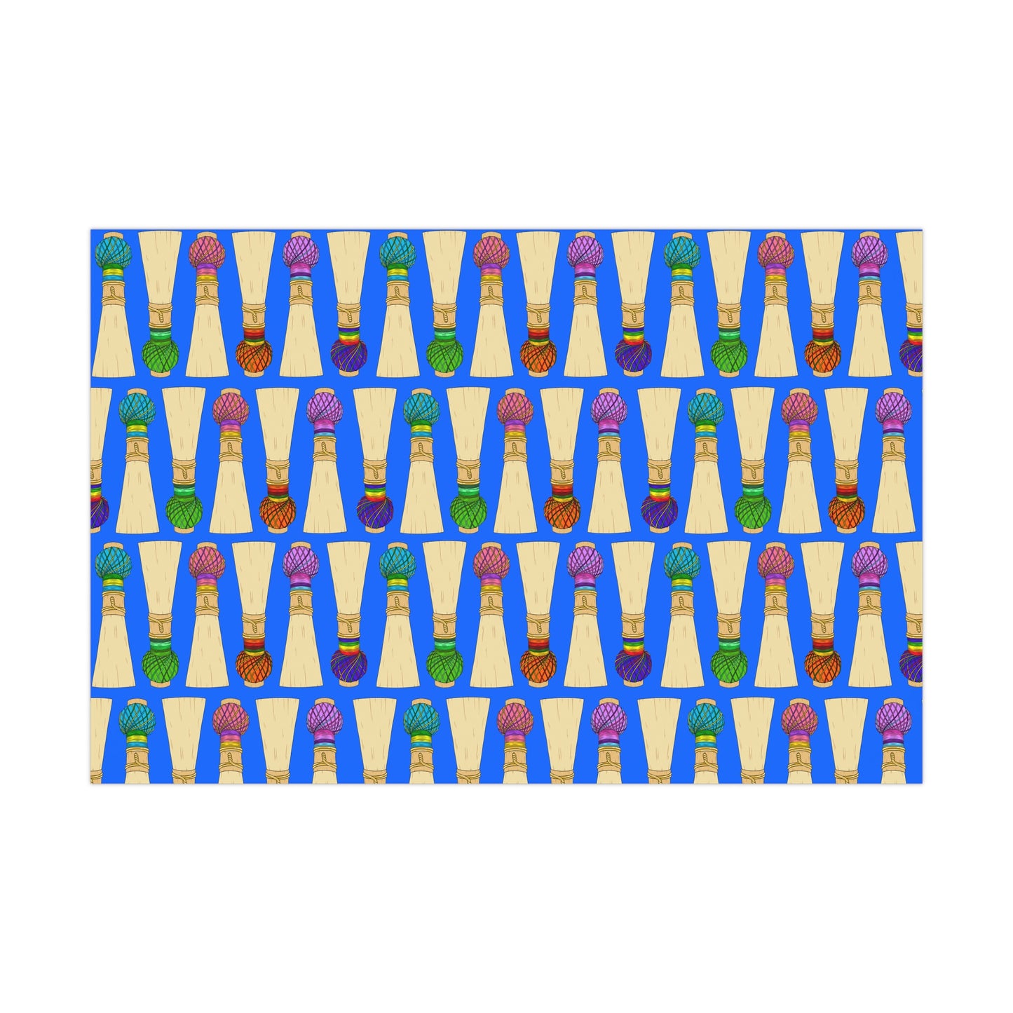 30”x20” Wrapping Paper Sheet, Large Pattern in Blue