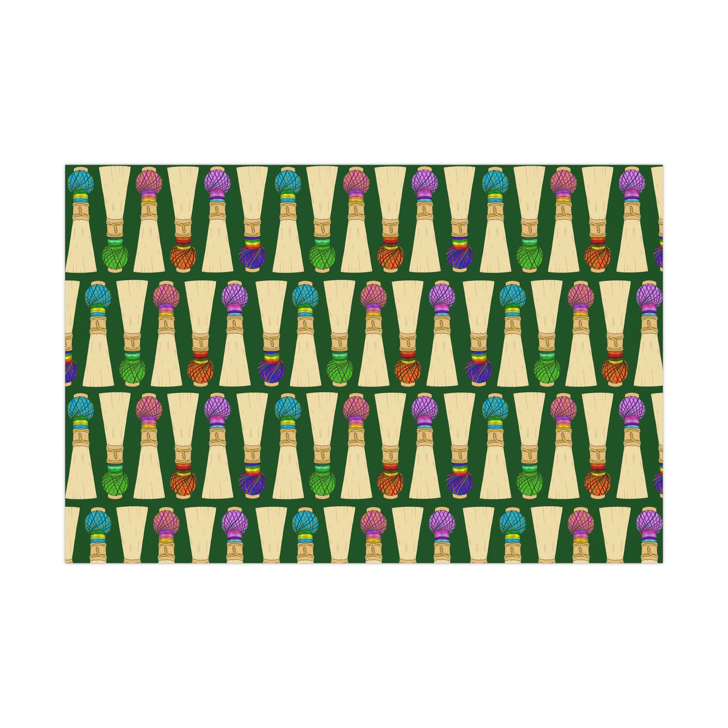 Wrapping Paper Sheet, Large Pattern in Green