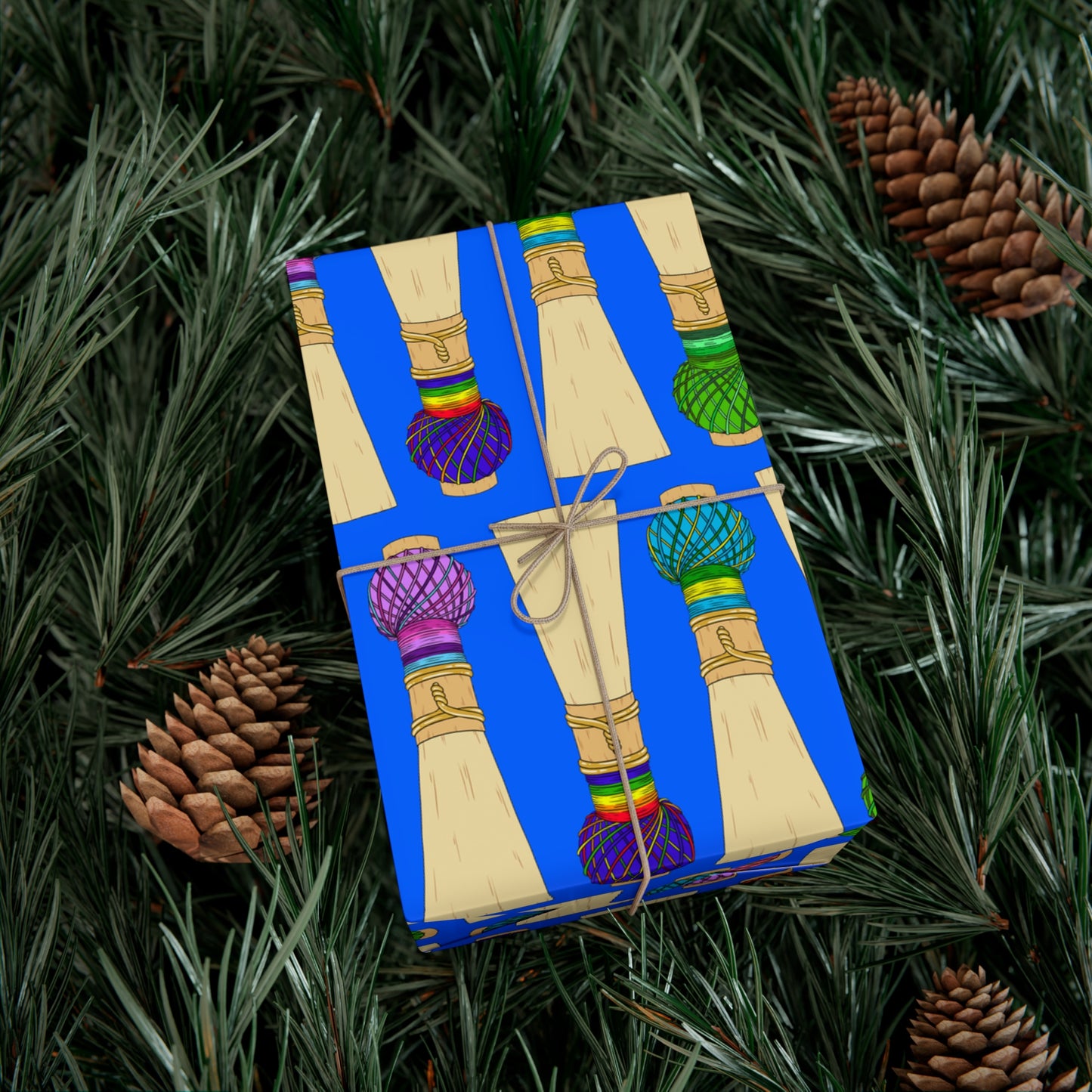 30”x20” Wrapping Paper Sheet, Large Pattern in Blue