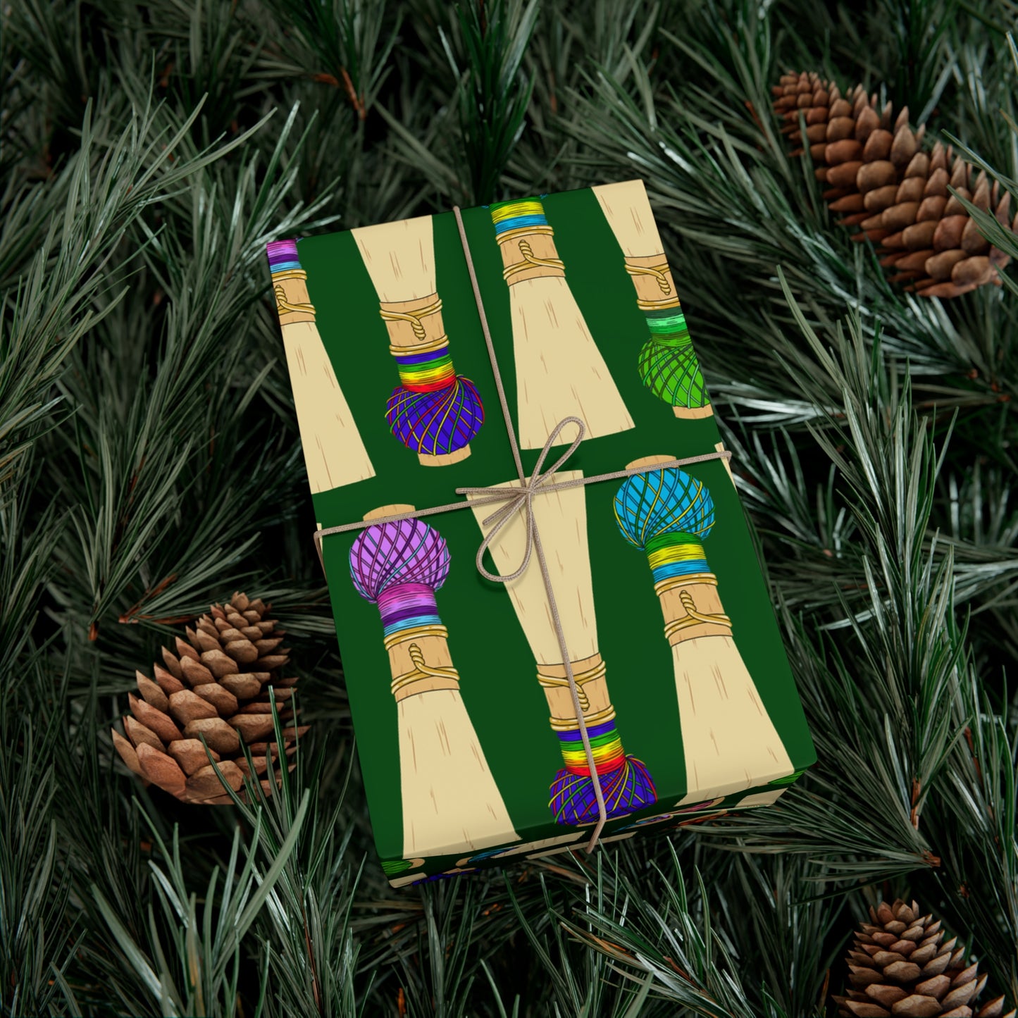 Wrapping Paper Sheet, Large Pattern in Green