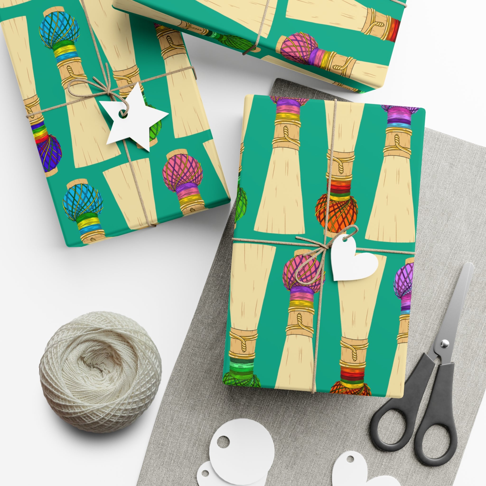 30”x20” Wrapping Paper Sheet, Large Pattern in Teal – Laughing Crow ...