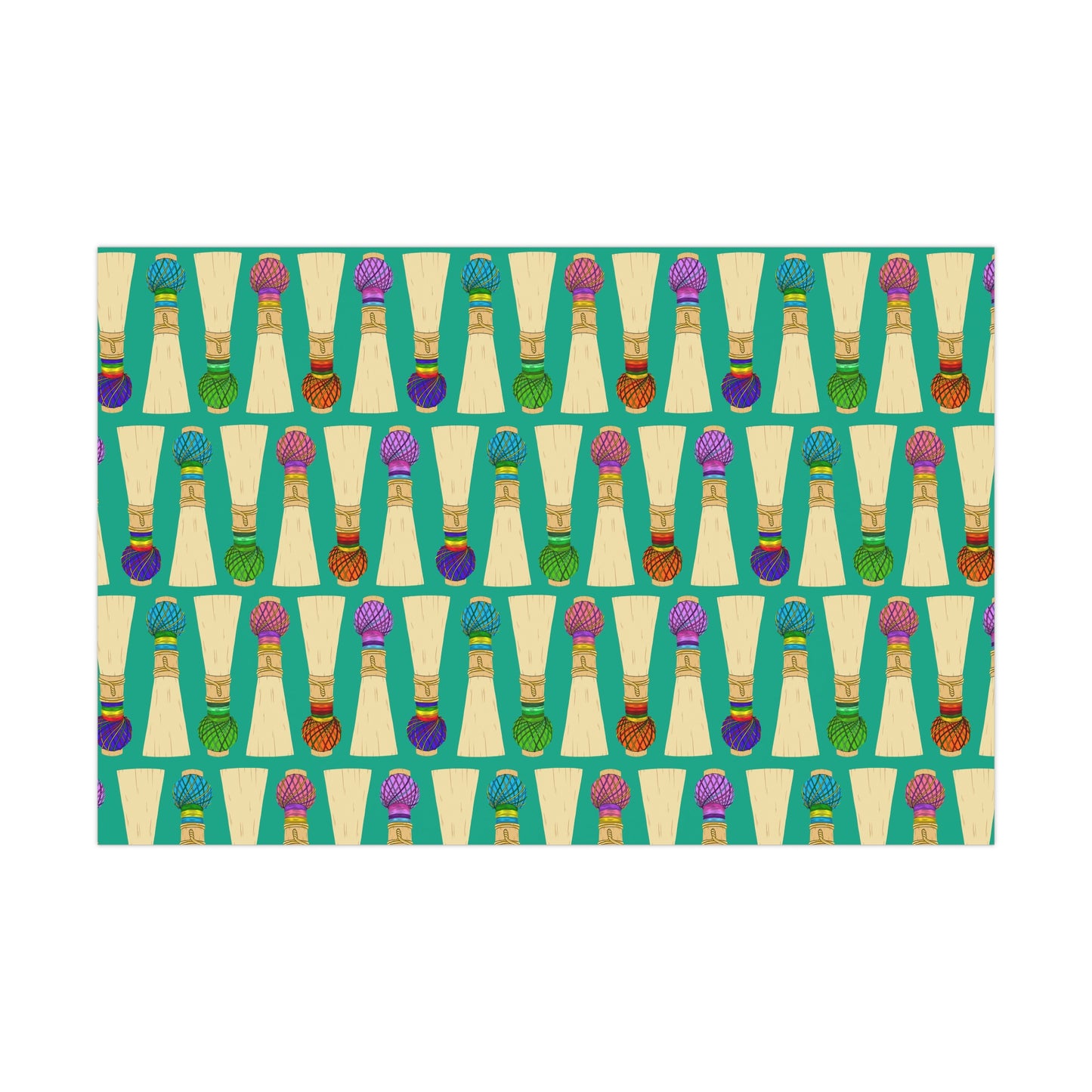 30”x20” Wrapping Paper Sheet, Large Pattern in Teal